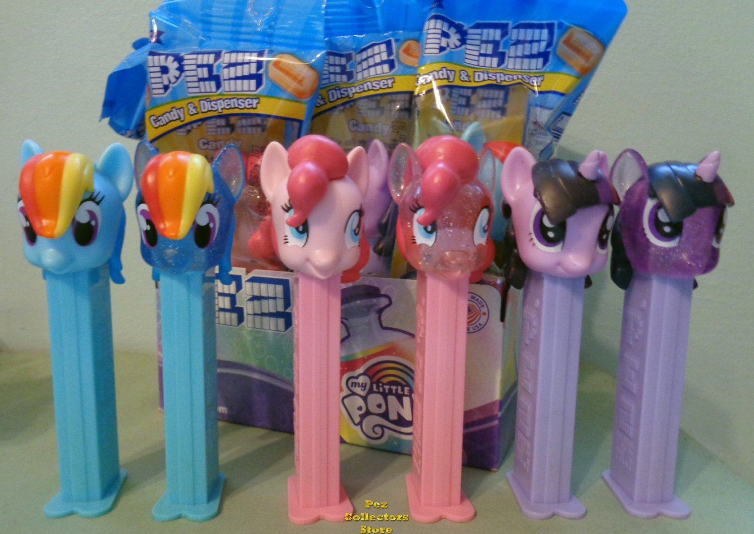 (image for) My Little Pony Glitter Crystal and Solid Set of 6 Pez MIB - Click Image to Close