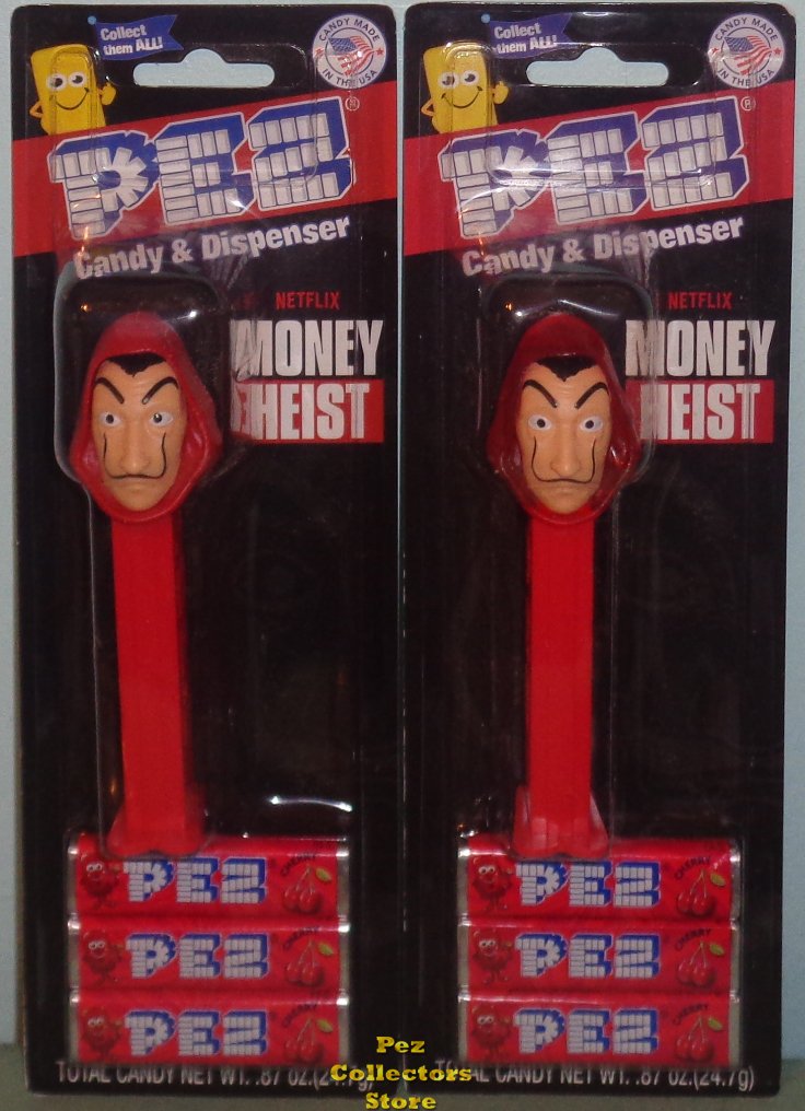 (image for) Netflix Money Heist Dali Mask Crystal and Opaque Hood Pez MOC - Click Image to Close