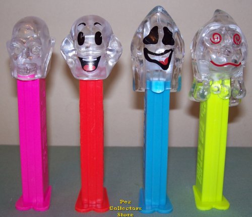 (image for) Colorless Crystal Pez Ghosts and Skull Set of 4 Pez Offer 72