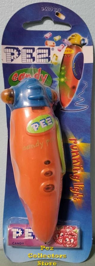 (image for) Orange European Pez Rocket Pen, MOC!