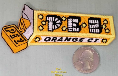 (image for) Embroidered Starry Orange PEZ Candy Pack and Brick Iron On Patch
