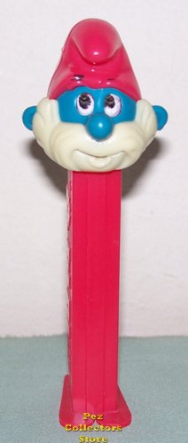 (image for) Smurfs Series I Papa Smurf Pez 3.9 Thin Feet Austria Stem