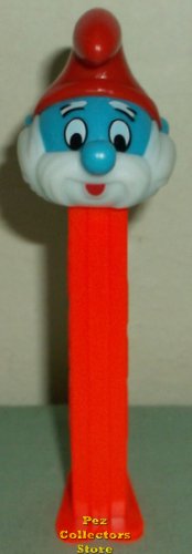 (image for) Papa Smurf Pez from Series II Smurfs Set 1997 Neon Red stem Loos