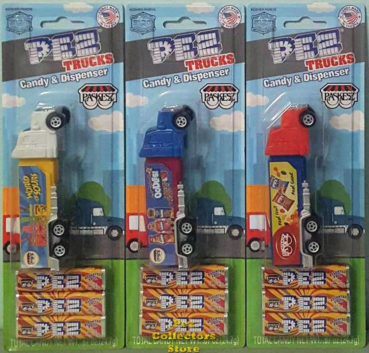 (image for) Paskesz Kosher Pez Truck Set of 3 MOC - Click Image to Close