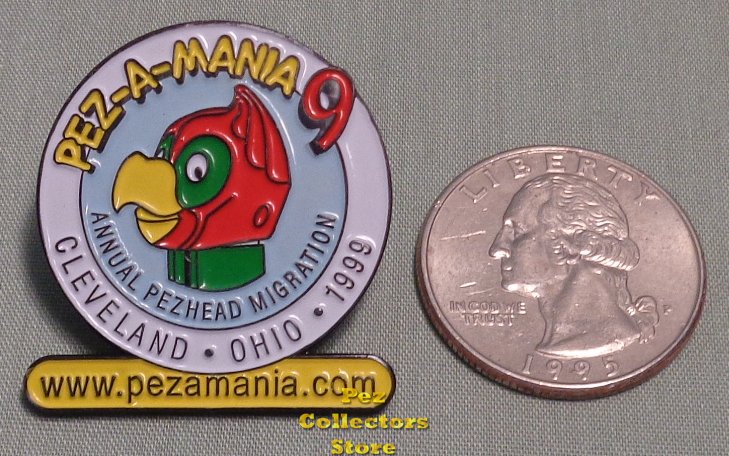 (image for) 1999 Pezamania 9 Pez Annual Pezhead Migration White Lapel Pin - Click Image to Close