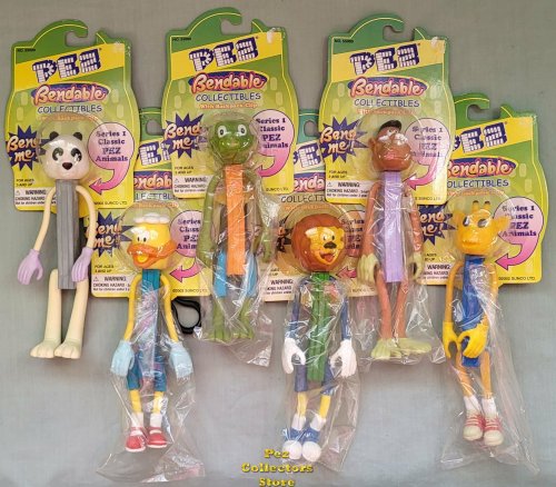 (image for) Pez Bendable Collectibles with Backpack Clip Series 1 Animals Set of 6 MOC