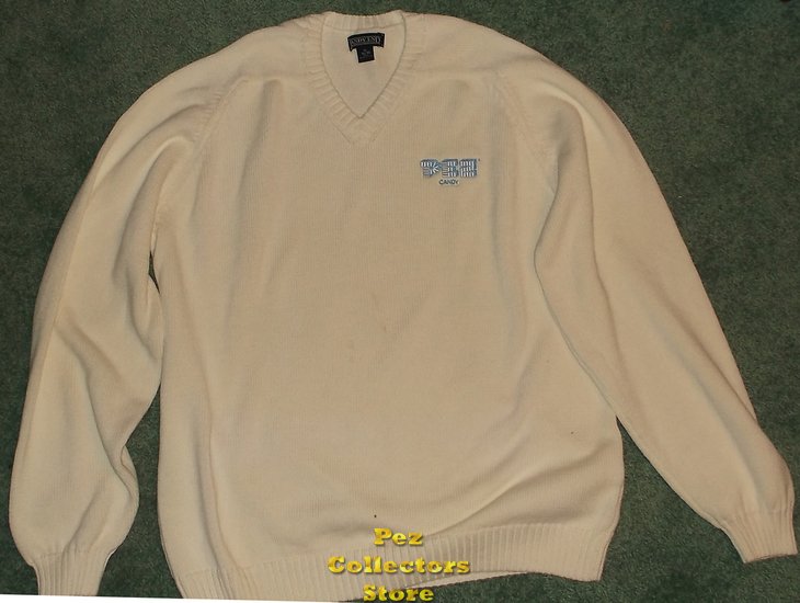 (image for) Mens PEZ Employee V Neck Sweater with light Blue logo XL - Click Image to Close