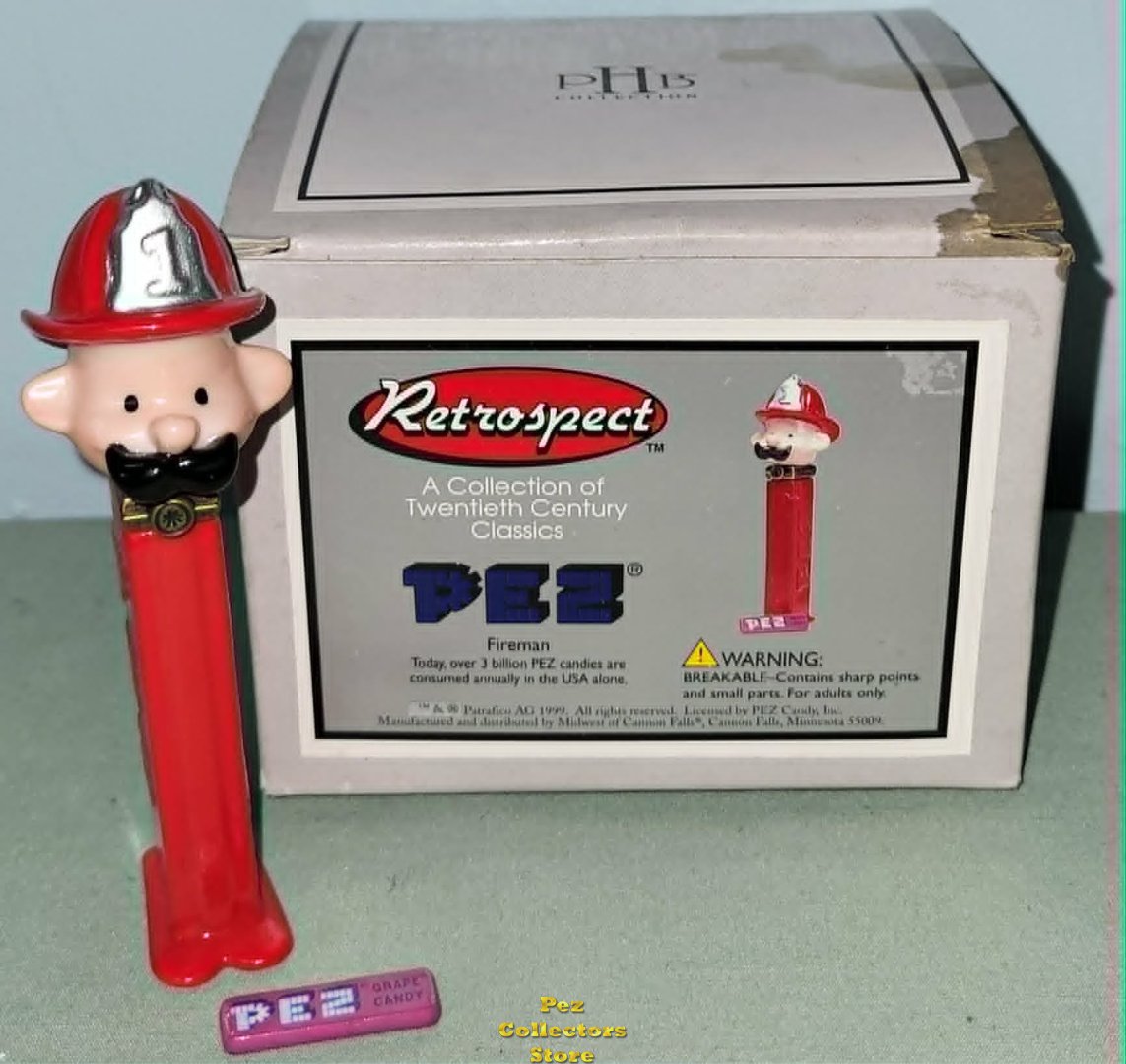 (image for) Retrospect Pez Fireman PHB by Midwest of Cannon Falls Mint in Box - box stained