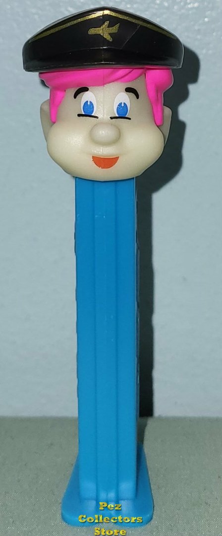 (image for) GITD Pink Hair Pilot Pez on Blue Steve Glew Outlaw Pez