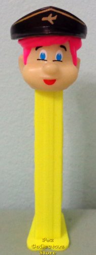 (image for) GITD Pink Hair Pilot Pez on Neon Yellow Steve Glew Outlaw Pez