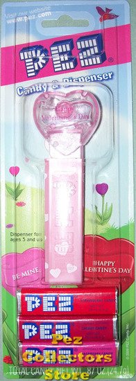 (image for) 2008 Pink Crystal Heart Pez - Red Block Font HVD MOC