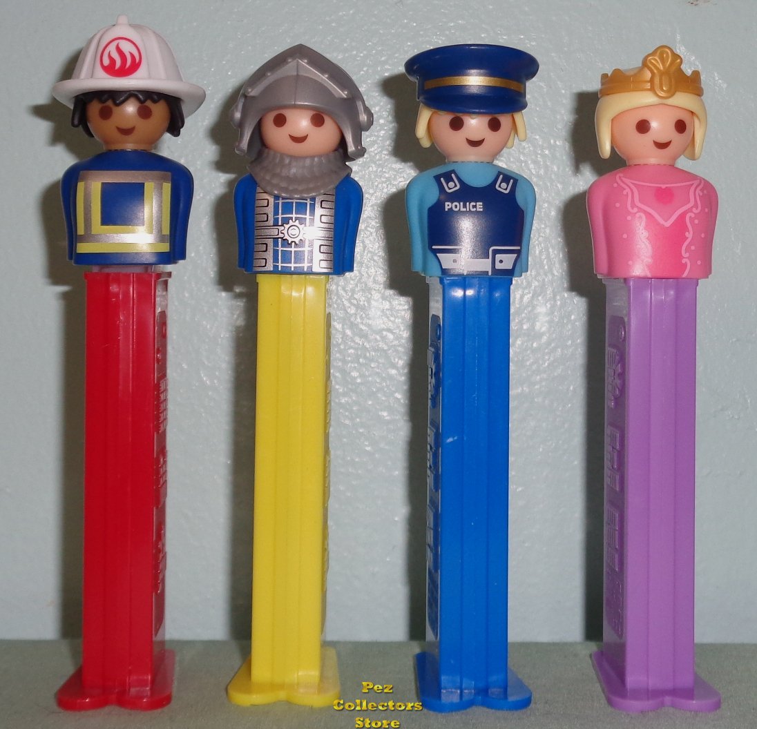 (image for) European Playmobil Fireman, Knight, Police Officer, Princess Pez
