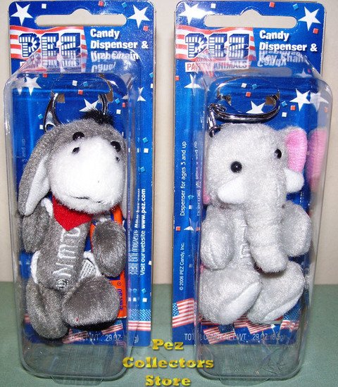 (image for) Political Animals Plush Pez Pair - Elephant and Donkey - Click Image to Close