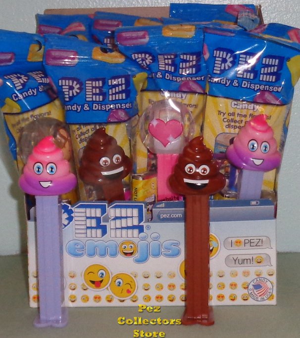(image for) Brown Poop and Rainbow Poop Emojis Pez MIB - Click Image to Close