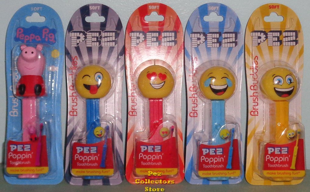 (image for) Brush Buddies Emoji and Peppa Pig Pez Toothbrush Set MOC - Click Image to Close