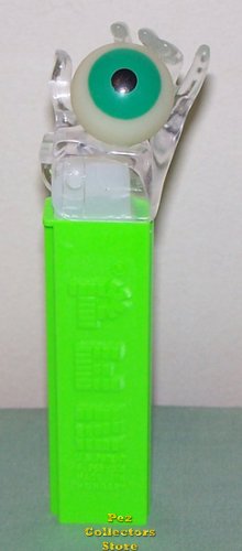 (image for) Clear Crystal Hand Psych Eye Pez on Neon Green Stem