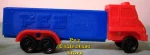 D Series Truck R3 Red Cab on Blue Trailer Pez