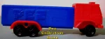 D Series Truck R4 Red Cab on Blue Trailer Pez