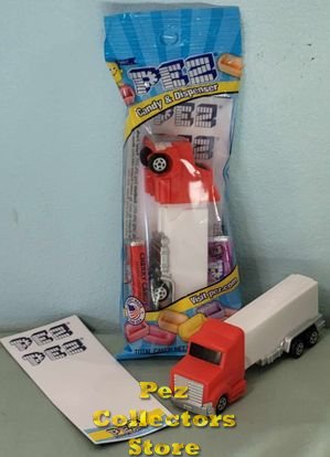 (image for) Red Cab with Scoop Blank Pez Truck DIY Stickers MIB