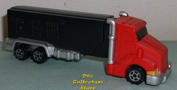 (image for) Red Cab big Stacks on Black trailer Rigs Truck Pez Loose - Click Image to Close
