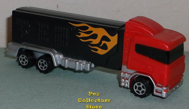 (image for) Red Cab on Black trailer with Flames Rigs Truck Pez Loose - Click Image to Close