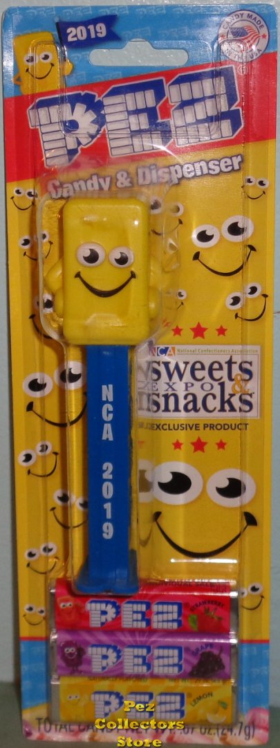 (image for) 2019 Sweets and Snacks Expo Yellow PEZ Candy Mascot MOC - Click Image to Close