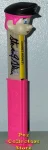 (image for) Steve Glew Pez Outlaw Signed GITD Pilot Pez Pal with Pink Hair on Pink Stem