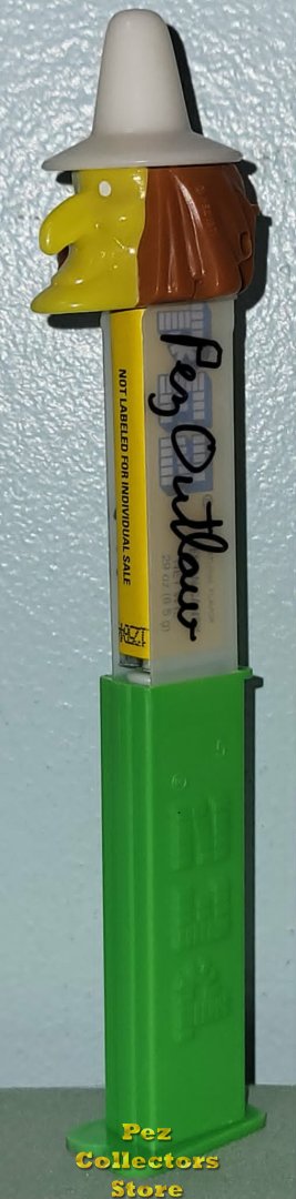 Modal Additional Images for Steve Glew Pez Outlaw Signed Misfit Witch Pez Yellow Face White Hat on Green Stem Loose