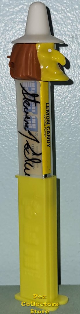 (image for) Steve Glew Pez Outlaw Signed Misfit Witch Pez Yellow Face White Hat on Yellow Stem Loose