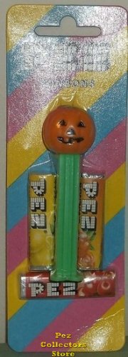 (image for) Pumpkin B Pez Small Head Retired Mint on European Striped Card