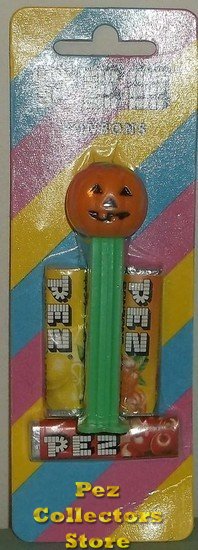 (image for) Pumpkin B Pez Small Head Retired Mint on European Striped Card