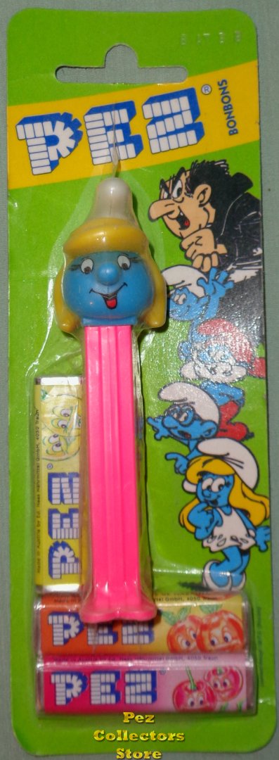 (image for) Smurfette Pez from Series II Smurfs Set 1997 Mint European Card