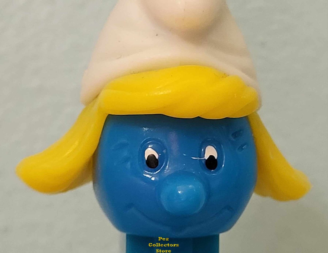 (image for) Smurfette Pez with Molded Eyelashes and Tongue Painted Eyes - Click Image to Close