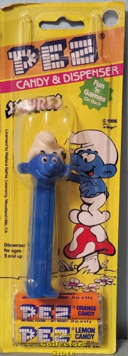 (image for) Series 1 Smurf Pez with Tongue on Blue 3.9 TF Stem MOC