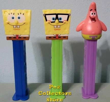 (image for) 2024 Smiling, Nerdy SpongeBob and Patrick Pez Set Loose SOS