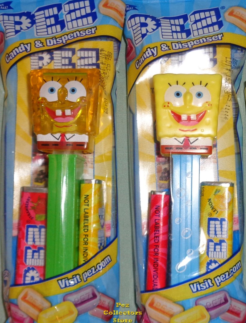 (image for) Pair of SpongeBob Pez - Bubbles and Yellow Crystal MIB - Click Image to Close