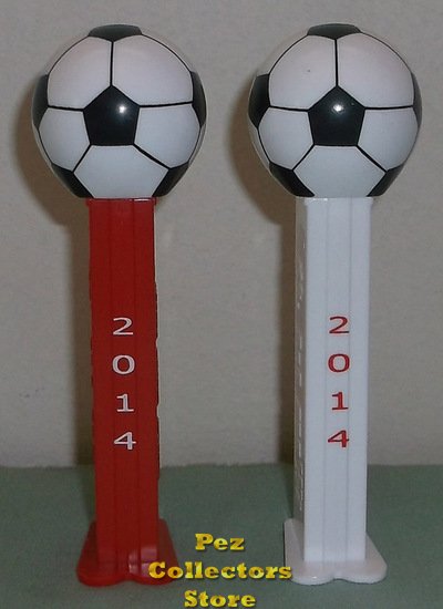 (image for) 2014 Swiss Soccer Ball Pez Red and White pair Loose - Click Image to Close