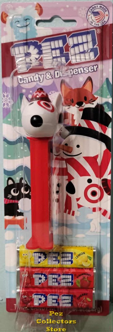 (image for) 2025 Target Bullseye Dog Winter Holiday Stocking Cap Promotional Pez MOC