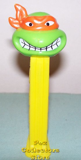 (image for) TMNT Angry Michaelangelo Orange mask on Yellow Stem Pez - Click Image to Close