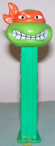 (image for) TMNT Angry Michaelangelo Orange mask on Green Stem Pez