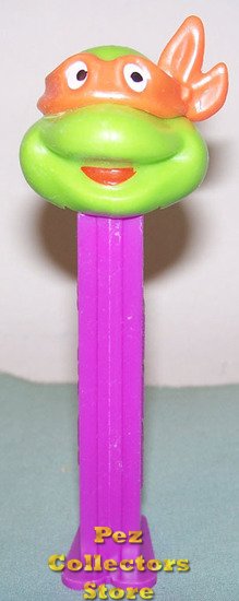 (image for) TMNT Happy Michaelangelo Orange mask on Purple Stem Pez - Click Image to Close