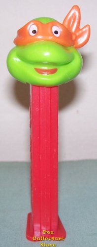 (image for) TMNT Happy Michaelangelo Orange mask on Red Stem Pez