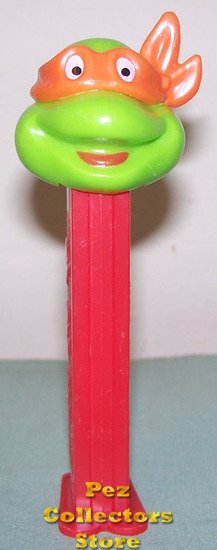 (image for) TMNT Happy Michaelangelo Orange mask on Red Stem Pez - Click Image to Close