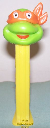 (image for) TMNT Happy Michaelangelo Orange mask on Yellow Stem Pez