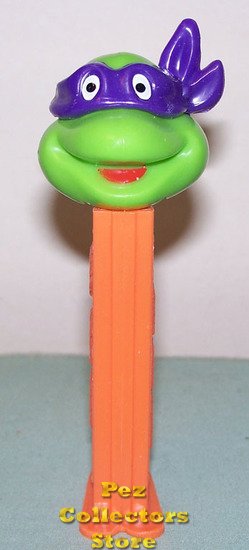 (image for) TMNT Happy Donatello Purple mask on Orange Stem Pez - Click Image to Close