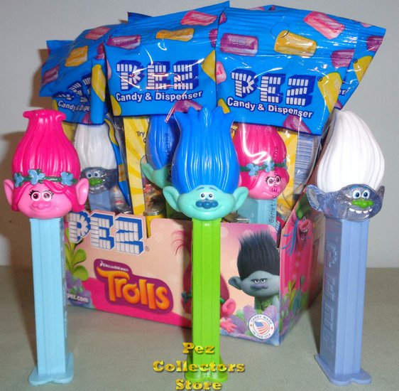 (image for) Trolls Pez Set Poppy, Branch and Guy Diamond MIB