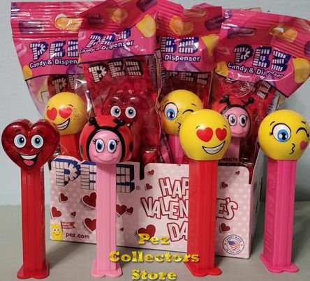 (image for) Valentine's Day Happy Heart, Lady Bug, Love, Kiss Emoji Pez Set - Click Image to Close