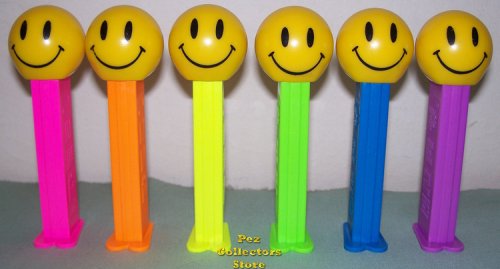 (image for) Set of 6 Walmart Smiley Funky Face Pez Loose