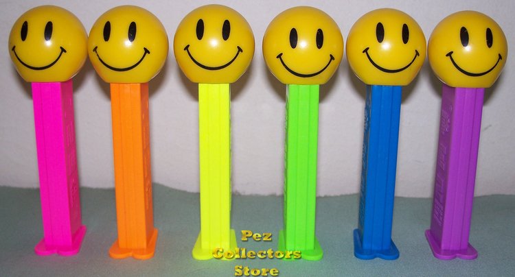 (image for) Set of 6 Walmart Smiley Funky Face Pez Loose