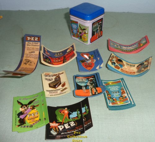 (image for) Japanese White and Blue Mini Tin with Pez Insert Header Stickers